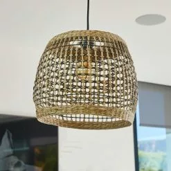 LUMISKY Suspensions Abat Jour Int/ext Fibre Naturelle Beige D38CM -Luminaires Soldes Boutique abat jour int ext fibre naturelle beige d38cm 3