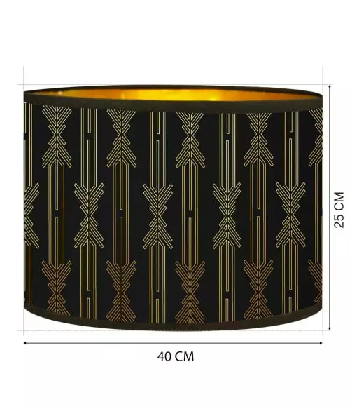 Abat-jours Lampadaires Abat-jour Lampadaire Doré Imprimé Noir Et Or Lazarre T 40 X H 25 3 Abat-jours Lampadaires Abat-jour Lampadaire Doré Imprimé Noir Et Or Lazarre T 40 X H 25 – Image 3