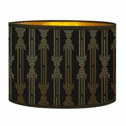 Abat-jours Lampadaires Abat-jour Lampadaire Doré Imprimé Noir Et Or Lazarre T 40 X H 25