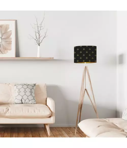 Abat-jours Lampadaires Abat-jour Lampadaire Doré Imprimé Noir Et Or Lys T 40 X H 25 2 Abat-jours Lampadaires Abat-jour Lampadaire Doré Imprimé Noir Et Or Lys T 40 X H 25 – Image 2