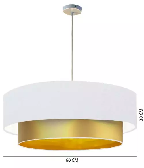 Abat-jours Suspensions Abat-jour Suspension Double Laqué Or Et Blanc T 60 X H 30 3 Abat-jours Suspensions Abat-jour Suspension Double Laqué Or Et Blanc T 60 X H 30 – Image 3