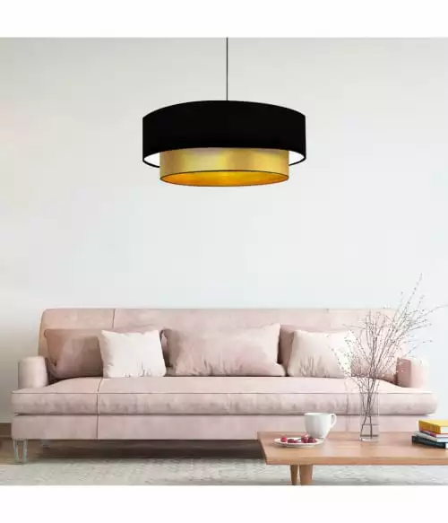 Abat-jours Suspensions Abat-jour Suspension Double Laqué Or Et Noir T 60 X H 30 2 Abat-jours Suspensions Abat-jour Suspension Double Laqué Or Et Noir T 60 X H 30 – Image 2