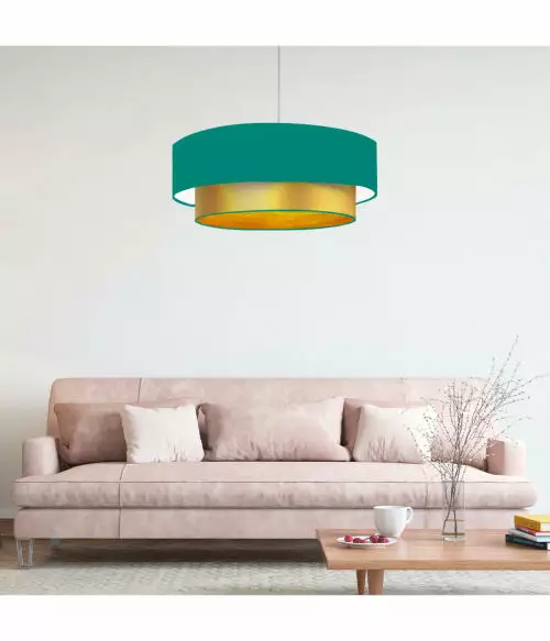 Abat-jours Suspensions Abat-jour Suspension Double Laqué Or Et Vert Turquoise T 60 X H 30 2 Abat-jours Suspensions Abat-jour Suspension Double Laqué Or Et Vert Turquoise T 60 X H 30 – Image 2