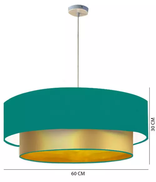 Abat-jours Suspensions Abat-jour Suspension Double Laqué Or Et Vert Turquoise T 60 X H 30 3 Abat-jours Suspensions Abat-jour Suspension Double Laqué Or Et Vert Turquoise T 60 X H 30 – Image 3