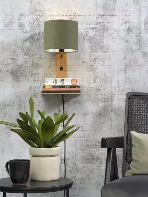 Good & Mojo Appliques Murales Et Spots Applique Bambou/lin Avec Tablette H36cm 2 Good & Mojo Appliques Murales Et Spots Applique Bambou/lin Avec Tablette H36cm – Image 2