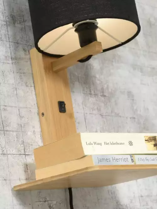 Good & Mojo Appliques Murales Et Spots Applique Bambou/lin Avec Tablette H36cm 6 Good & Mojo Appliques Murales Et Spots Applique Bambou/lin Avec Tablette H36cm – Image 6