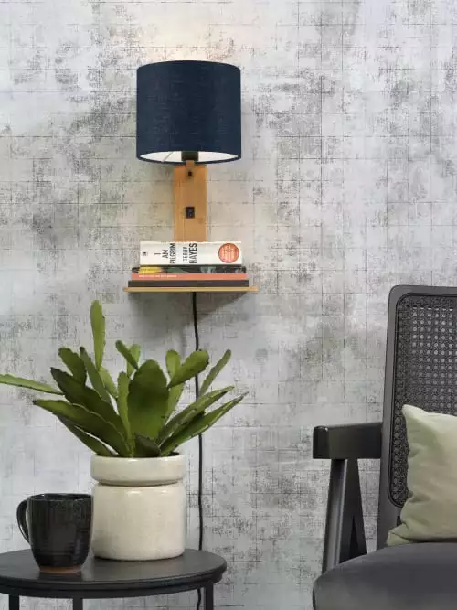 Good & Mojo Appliques Murales Et Spots Applique Bambou/lin Avec Tablette H36cm 2 Good & Mojo Appliques Murales Et Spots Applique Bambou/lin Avec Tablette H36cm – Image 2
