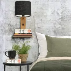 Good & Mojo Appliques Murales Et Spots Applique Bambou/lin Avec Tablette H36cm -Luminaires Soldes Boutique applique bambou lin avec tablette h36cm 32