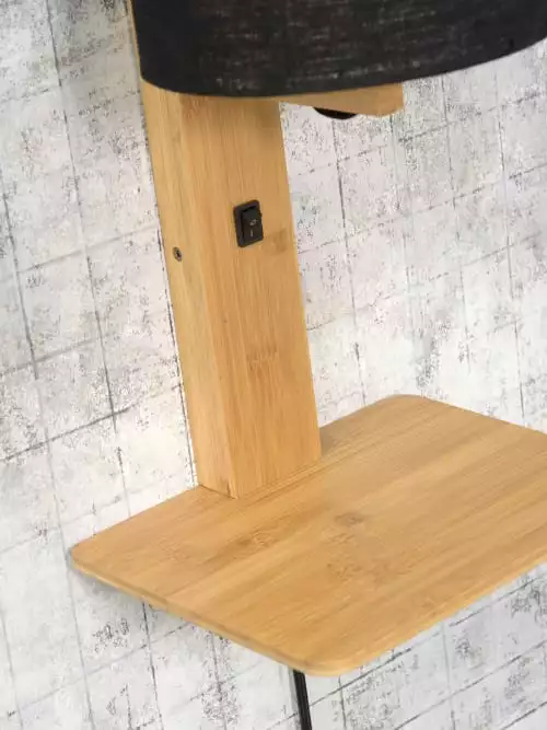 Good & Mojo Appliques Murales Et Spots Applique Bambou/lin Avec Tablette H36cm 4 Good & Mojo Appliques Murales Et Spots Applique Bambou/lin Avec Tablette H36cm – Image 4