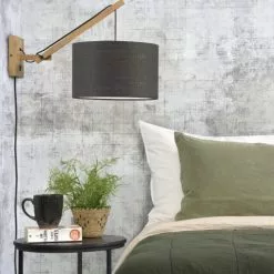 Good & Mojo Appliques Murales Et Spots Applique Bambou/lin Gris Foncé L50cm -Luminaires Soldes Boutique applique bambou lin gris fonce l50cm 2
