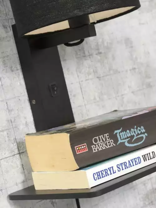 Good & Mojo Appliques Murales Et Spots Applique Bambou Noir/lin Avec Tablette H36cm 5 Good & Mojo Appliques Murales Et Spots Applique Bambou Noir/lin Avec Tablette H36cm – Image 5