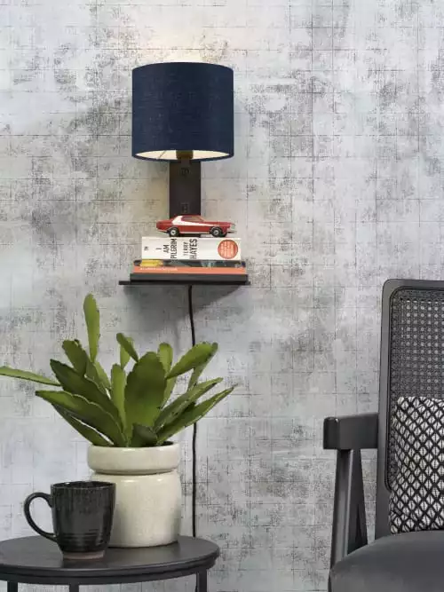 Good & Mojo Appliques Murales Et Spots Applique Bambou Noir/lin Avec Tablette H36cm 2 Good & Mojo Appliques Murales Et Spots Applique Bambou Noir/lin Avec Tablette H36cm – Image 2