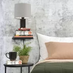 Good & Mojo Appliques Murales Et Spots Applique Bambou Noir/lin Avec Tablette H36cm -Luminaires Soldes Boutique applique bambou noir lin avec tablette h36cm 32