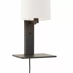 Good & Mojo Appliques Murales Et Spots Applique Bambou Noir/lin Avec Tablette H36cm