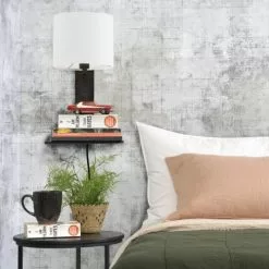 Good & Mojo Appliques Murales Et Spots Applique Bambou Noir/lin Avec Tablette H36cm -Luminaires Soldes Boutique applique bambou noir lin avec tablette h36cm 38