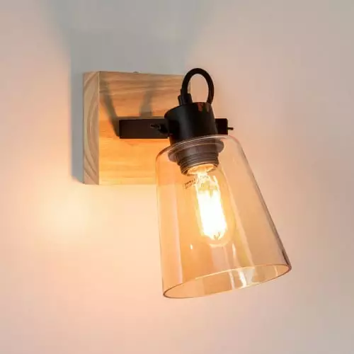 Maisons Du Monde Appliques Murales Et Spots Applique En Verre, Métal Noir Et Hévéa 2 Maisons Du Monde Appliques Murales Et Spots Applique En Verre, Métal Noir Et Hévéa – Image 2