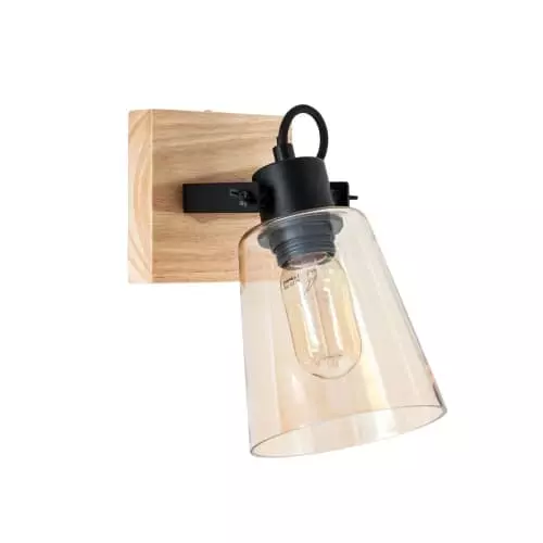 Maisons Du Monde Appliques Murales Et Spots Applique En Verre, Métal Noir Et Hévéa 1 Maisons Du Monde Appliques Murales Et Spots Applique En Verre, Métal Noir Et Hévéa