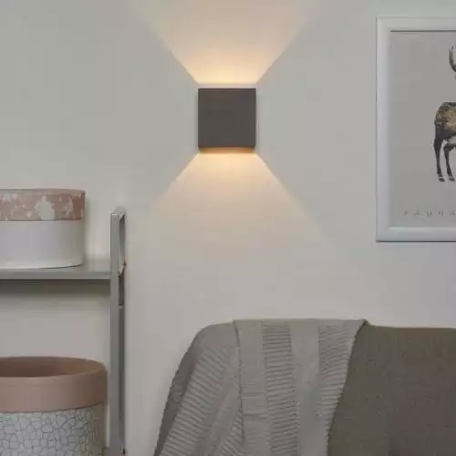 Lucide Appliques Murales Et Spots Applique Murale Cubique Plâtre Gris H11.5cm 2 Lucide Appliques Murales Et Spots Applique Murale Cubique Plâtre Gris H11.5cm – Image 2