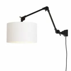 It's About Romi Appliques Murales Et Spots Applique Noire 2 Bras Et Abat-jour Blanc L80cm