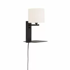 It's About Romi Appliques Murales Et Spots Applique Noire Avec Tablette Et Abat-jour H42cm -Luminaires Soldes Boutique applique noire avec tablette et abat jour h42cm 7
