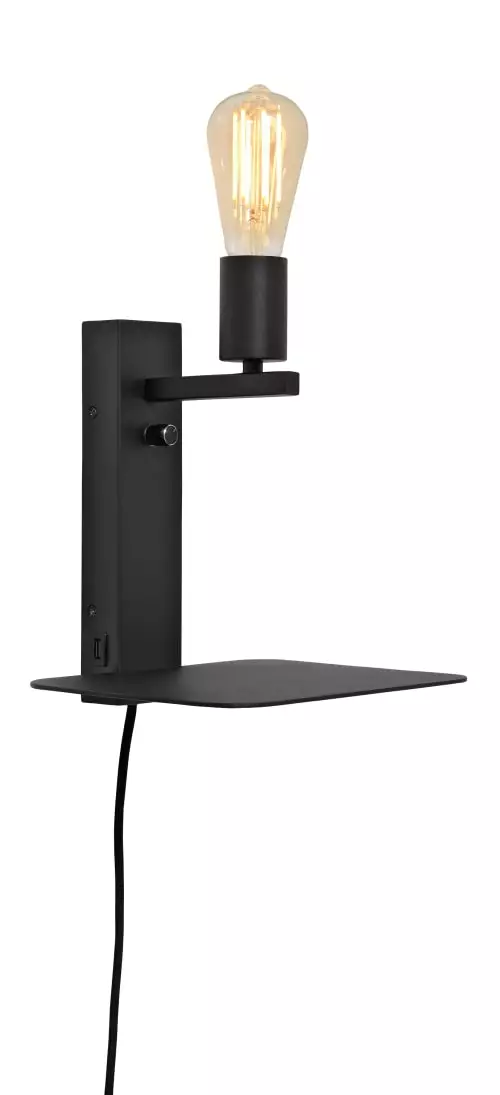 It's About Romi Appliques Murales Et Spots Applique Noire Avec Tablette H25cm 1 It's About Romi Appliques Murales Et Spots Applique Noire Avec Tablette H25cm