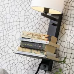 It's About Romi Appliques Murales Et Spots Applique Noire Avec Tablette Liseuse Et Abat-jour H52cm -Luminaires Soldes Boutique applique noire avec tablette liseuse et abat jour h52cm 16