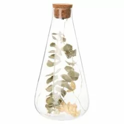 Maisons Du Monde Guirlandes Et Décorations Lumineuses Bocal Goutte Lumineux En Verre, Bouchon En Liège Et Fleurs Séchées H24