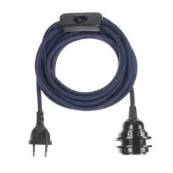 Hoopzi Suspensions Fil électrique En Tissu Luminaire Bleu Marine 4,5m