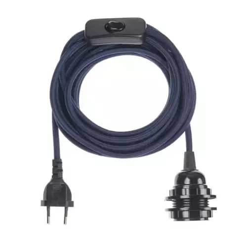 Hoopzi Suspensions Fil électrique En Tissu Luminaire Bleu Marine 4,5m 1 Hoopzi Suspensions Fil électrique En Tissu Luminaire Bleu Marine 4,5m