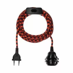 Hoopzi Suspensions Fil électrique En Tissu Luminaire Pied De Poule 4,5m -Luminaires Soldes Boutique fil electrique en tissu luminaire pied de poule c b 4 5m 1