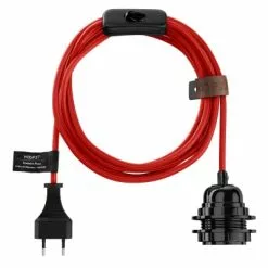 Hoopzi Suspensions Fil électrique En Tissu Luminaire Rouge 4,5m