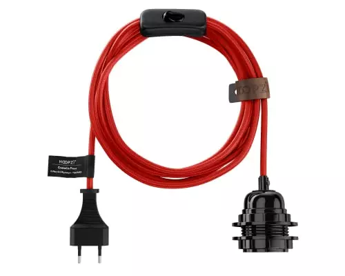 Hoopzi Suspensions Fil électrique En Tissu Luminaire Rouge 4,5m 1 Hoopzi Suspensions Fil électrique En Tissu Luminaire Rouge 4,5m