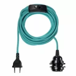 Hoopzi Suspensions Fil électrique En Tissu Luminaire Turquoise 4,5m