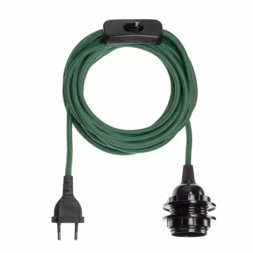 Hoopzi Suspensions Fil électrique En Tissu Luminaire Vert 4,5m 1 Hoopzi Suspensions Fil électrique En Tissu Luminaire Vert 4,5m