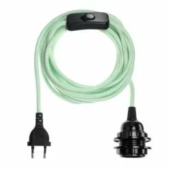 Hoopzi Suspensions Fil électrique En Tissu Luminaire Rose Pastel 4,5m -Luminaires Soldes Boutique fil electrique en tissu luminaire vert menthe 4 5m