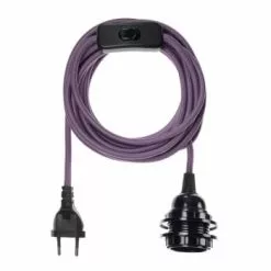 Hoopzi Suspensions Fil électrique En Tissu Luminaire Magenta 4,5m -Luminaires Soldes Boutique fil electrique en tissu luminaire violet 4 5m 6