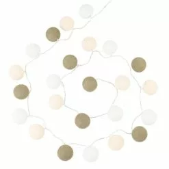 Maisons Du Monde Guirlandes Et Décorations Lumineuses Guirlande Lumineuse Boules En Coton Vert 24LEDS L530 Cm