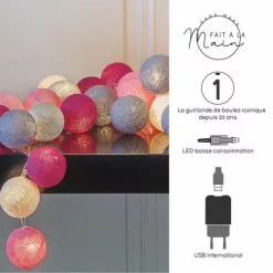 La Case De Cousin Paul Guirlandes Et Décorations Lumineuses Guirlande Lumineuse Rose Et Gris -Luminaires Soldes Boutique guirlande lumineuse rose et gris 3