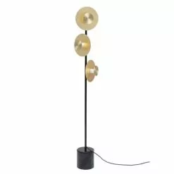 Kare Design Lampadaires Lampadaire 3 Disques En Acier Doré Et Marbre H160