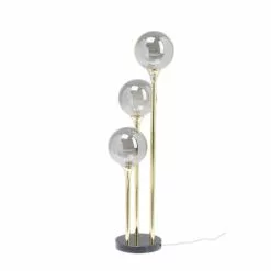 Kare Design Lampadaires Lampadaire 3 Globes En Verre, Acier Doré Et Marbre H83