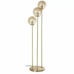 Maisons Du Monde Lampadaires Lampadaire 3 Globes En Verre Ambré Et Métal Doré H114