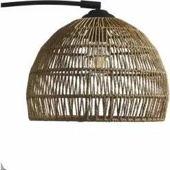 ATHM DESIGN Lampadaires Lampadaire Abat Jour Aspect Rotin Beige Et Pied Métal Noir -Luminaires Soldes Boutique lampadaire abat jour aspect rotin beige et pied metal noir 2