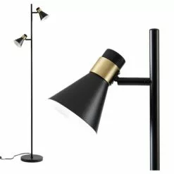 ATHM DESIGN Lampadaires Lampadaire Abat Jour Et Pied Métal Noir -Luminaires Soldes Boutique lampadaire abat jour et pied metal noir 8
