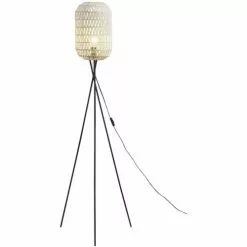ATHM DESIGN Lampadaires Lampadaire Abat Jour Rotin Beige Et Pieds Métal -Luminaires Soldes Boutique lampadaire abat jour rotin beige et pieds metal 4