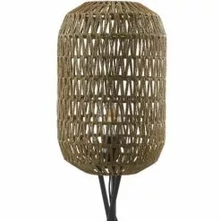 ATHM DESIGN Lampadaires Lampadaire Abat Jour Rotin Beige Et Pieds Métal Noir -Luminaires Soldes Boutique lampadaire abat jour rotin beige et pieds metal noir 4