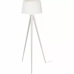 ATHM DESIGN Lampadaires Lampadaire Abat Jour Tissu Blanc Et Pied Métal
