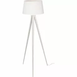 ATHM DESIGN Lampadaires Lampadaire Abat Jour Tissu Gris Et Pied Métal Effet Bois -Luminaires Soldes Boutique lampadaire abat jour tissu blanc et pied metal 13
