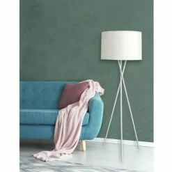 ATHM DESIGN Lampadaires Lampadaire Abat Jour Tissu Blanc Et Pied Métal -Luminaires Soldes Boutique lampadaire abat jour tissu blanc et pied metal 3