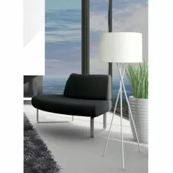 ATHM DESIGN Lampadaires Lampadaire Abat Jour Tissu Blanc Et Pied Métal -Luminaires Soldes Boutique lampadaire abat jour tissu blanc et pied metal 5