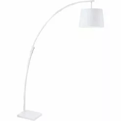 ATHM DESIGN Lampadaires Lampadaire Abat Jour Tissu Blanc Et Pied Métal